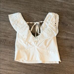 Elegant White Lace Trimmed Women's Top Indie Collection